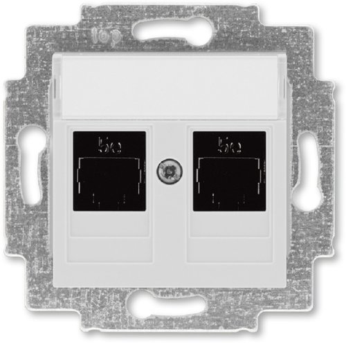 Розетка компьютерная без рамки ABB EPJ Levit 2-м. RJ45+RJ45 5e серый картинка